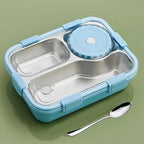 3-Compartment Stainless Steel Lunch Box with Spoon