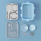 3-Compartment Stainless Steel Lunch Box with Spoon