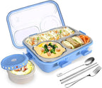 3-Compartment Stainless Steel Lunch Box with Spoon
