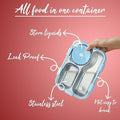 3-Compartment Stainless Steel Lunch Box with Spoon