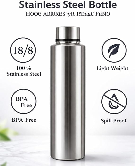 Stainless Steel Water Bottle 1000ML (Pack of 2)