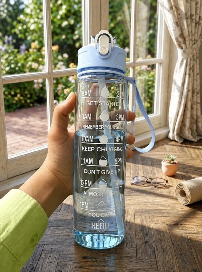 Motivational 900ML Non-Toxic Sipper Water Bottle (Pack of 2)